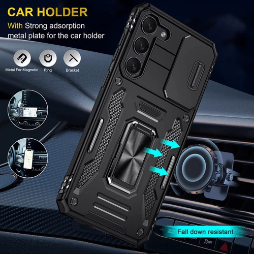 Чохол для телефона Mobile Case Camshield Army Ring Black для Samsung S916 Galaxy S23 Plus: Колір черный
