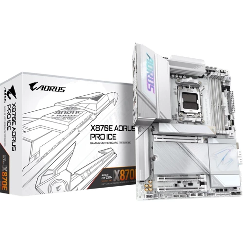 Gigabyte X870E AORUS PRO ICE: Додатково Поддержка RAID, Радиатор на VRM, Поддержка UEFI, Адаптер Wi-Fi