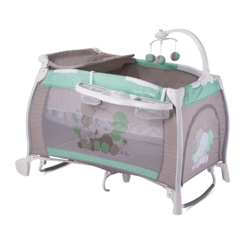 Манеж Bertoni I`LOUNGE 2L ROCKER (green&grey elephant)
