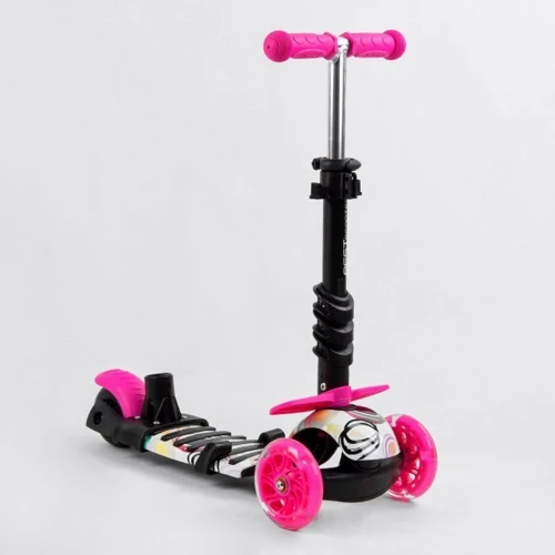 Самокат Best Scooter с защитным бампером розовый (S 9845): Конструкция рамы цельная