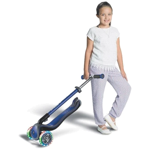 Самокат GLOBBER серии ELITE DELUXE синий, колеса с подсветкой, до 50кг, 3+, 3 колеса
