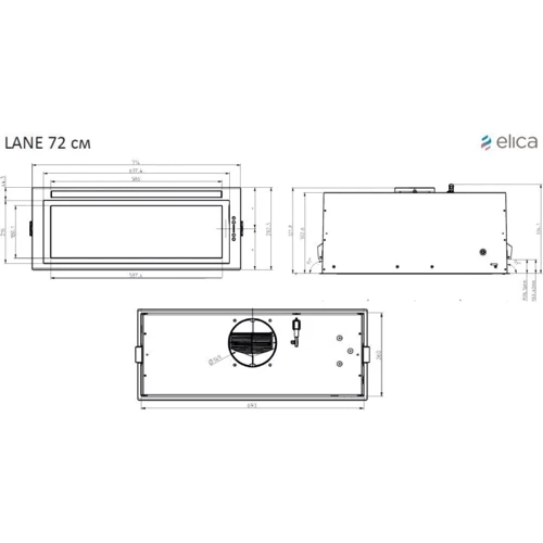 Вытяжка Elica LANE MBL/A/52: Рекомендуемая площадь помещения (при высоте 2,7 м), м² более 28.5