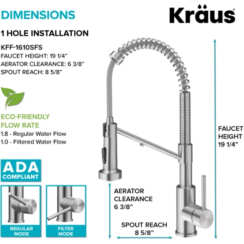 Смеситель для кухонной мойки Kraus KFF-1610SFS