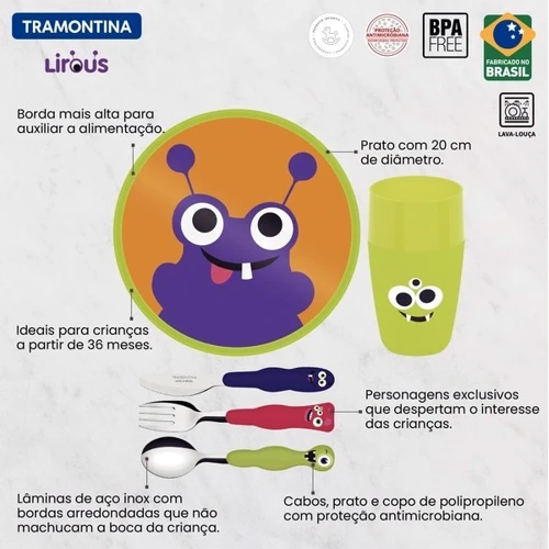 Набор детской посуды Tramontina Baby Lirous 5 пр. (23797/001)