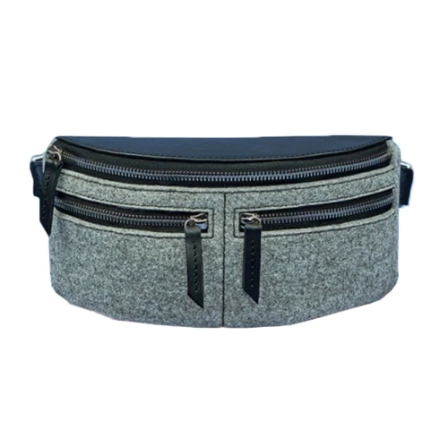 Сумка поясная BlankNote Spirit фетр серый + черная кожа графит (BN-BAG-15-felt-g)