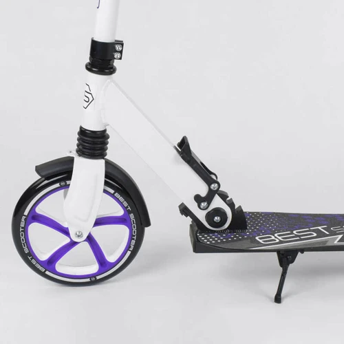 Самокат детский Best Scooter с PU колесами, зажимом руля и 1 амортизатором White/Purple (88916): Максимальная допустимая нагрузка, кг 100 кг