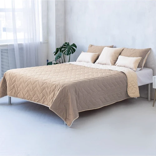 Покривало Sonex Bora Bora двостороннє 220x240 см + наволочка 50x70 см (2 шт.) коричневий/бежевий (SO102397)