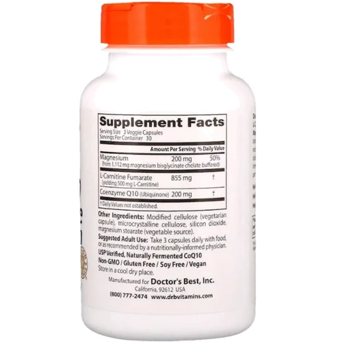 Doctor's Best, CoQ10 L-Carnitine Magnesium, 90 Veggie Caps (DRB-00477)