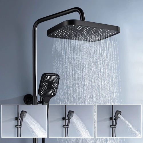 Душевая система Lefton Thermostatic Shower System with 5 Water Modes and Temperature Display Screen-SST2206 Matt Black фото 8