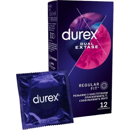 Презервативы латексные со смазкой DUREX № 12 Dual Extase: Тип С анестетиком