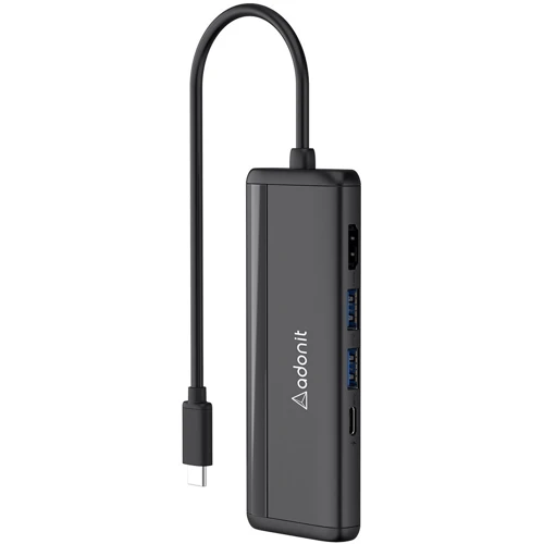 Адаптер Adonit Adapter USB-C to USB-C+HDMI+RJ45+2xUSB3.0+SD Black (3183-17-07-A): Дополнительные разъемы SD+TF Card, USB OTG, Ethernet, HDMI, USB-C