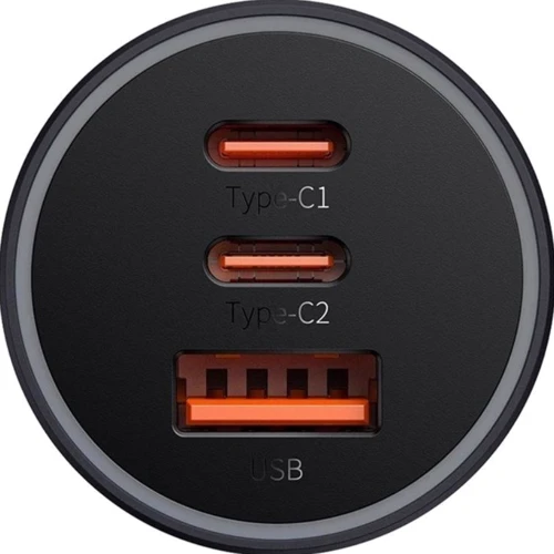 Зарядное устройство Baseus Car Charger USB+2хUSB-C Golden Contactor Pro 65W Gray (CGJP010013): Особенности Быстрая зарядка, USB-C, Power Delivery (PD)