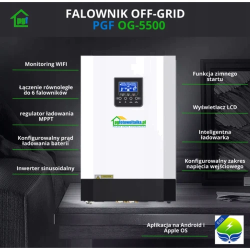 Гибридный солнечный инвертор (off-grid) PGF OG-5500 MPPT 5.5KW + WiFi