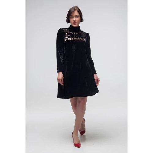 Платье FLFashion Соната ТПС 2851 46-48 черное повседневное до середины бедра: Длина рукава Длинный