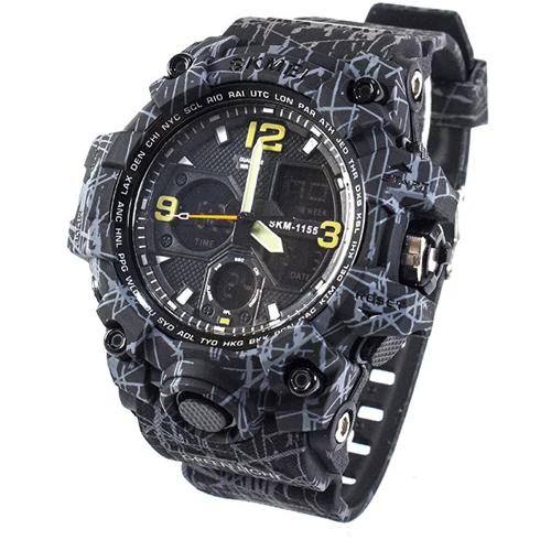 Наручний годинник Skmei 1155B Gray Black (1155BBOXGBK): Тип циферблата Комбінований (аналого-цифровий)