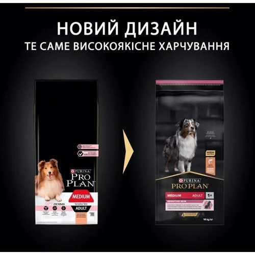 Сухой корм Pro Plan Dog Medium Adult Sensitive Skin с лососем и рисом 14 кг (7613035120464): Основные ингредиенты Рис, Лосось