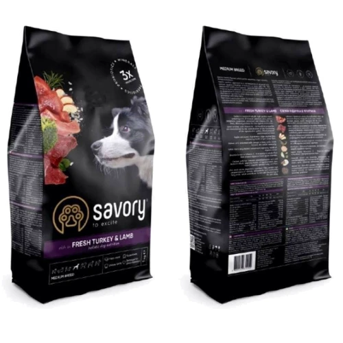 Сухой корм Savory Medium Breed rich in Fresh Turkey & Lamb 1 кг + лакомство индейка и курица (Savory_024560): Тип Сухой корм