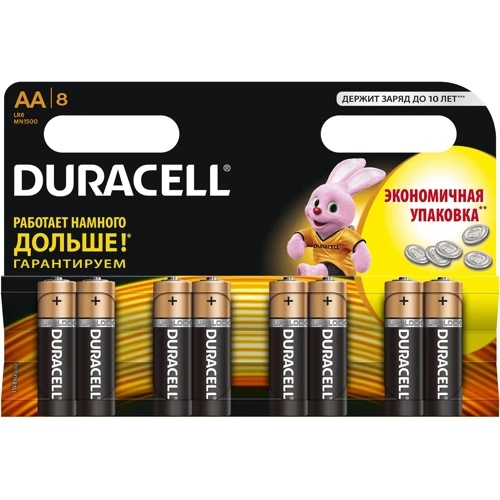 Батарейки Duracell Basic AА алкалиновые 1.5V LR6 8шт. (5000394006522)
