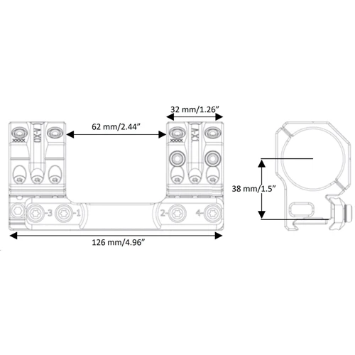 Моноблок Spuhr SP-3602 Ø30 H38mm/1.5" 6 MIL/20.6 MOA Сплав Picatinny (SP-3602)