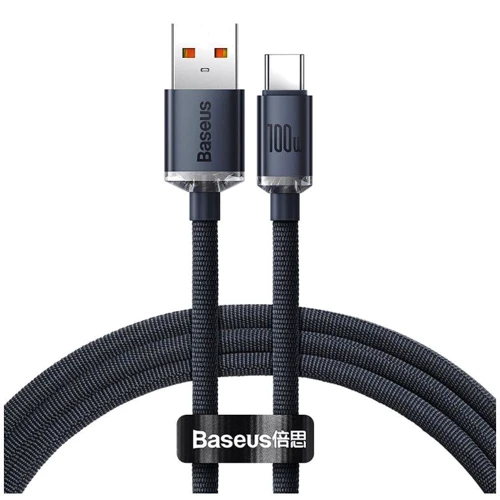 Кабель Baseus USB Cable to USB-C Crystal Shine Series 100W 1.2m Black (CAJY000401)