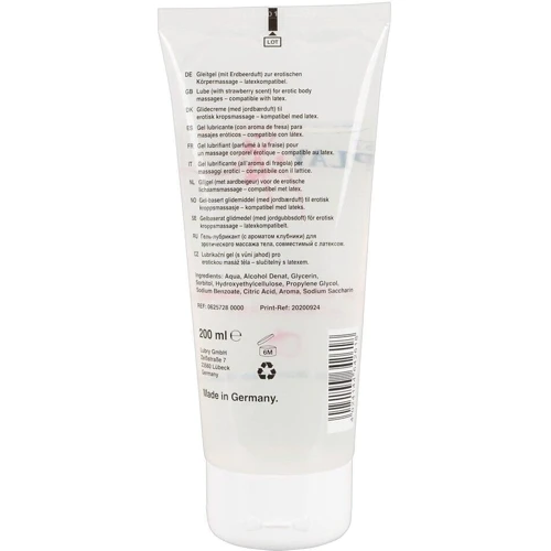 Веганский гель для массажа на водной основе, с ароматом клубники - Just Play Strawberry, 200 мл