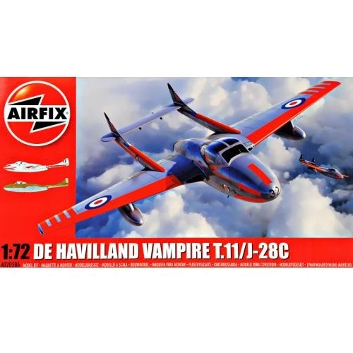 Модель Airfix Учебный самолет De Havilland Vampire T.11/J28C (AIR02058A)