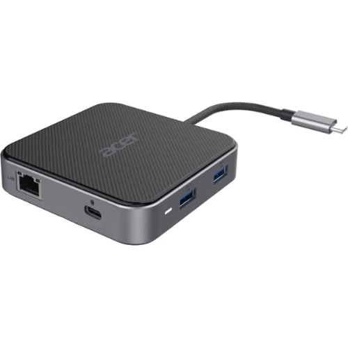 Адаптер Acer Adapter USB-C to HDMI+DisplayPort+2xUSB+USB-C+RJ45+3.5mm Black (HP.DSCAB.013): Колір серый