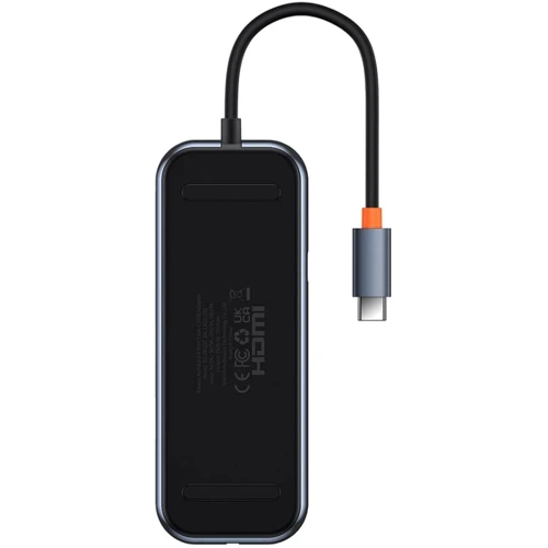Адаптер Baseus Adapter AcmeJoy USB-C to HDMI+2xUSB3.0+USB2.0+USB-C+RJ45+SD Black (WKJZ010613): Колір чорний