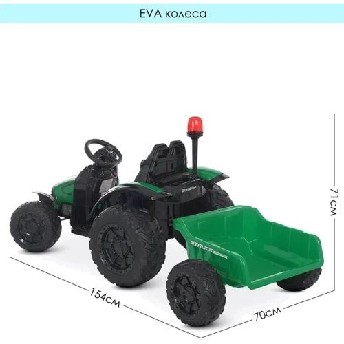 Детский электромобиль Bambi Racer трактор с прицепом, зеленый (M 4573EBLR-5): Рекомендуемый возраст от 3 лет до 8 лет
