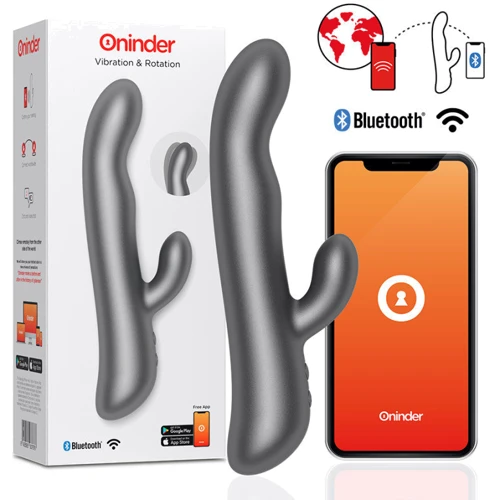 Смарт вибратор-кролик Oninder Vibration & Rotation с подвижной головкой Вlack