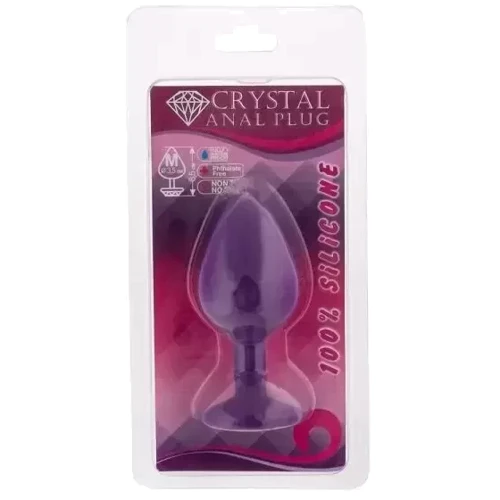 Силиконовая анальная пробка с кристаллом Purple Silicone Topaz ( размер M )