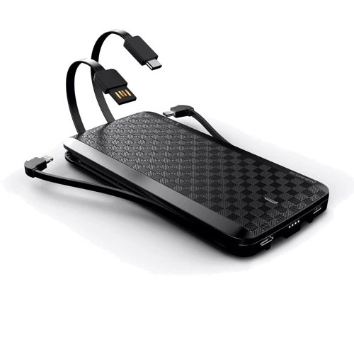 Внешний аккумулятор iWALK Power Bank Scorpion 12000mAh Lightning/microUSB/USB-C Black: Встроенный кабель Apple Lightning / microUSB