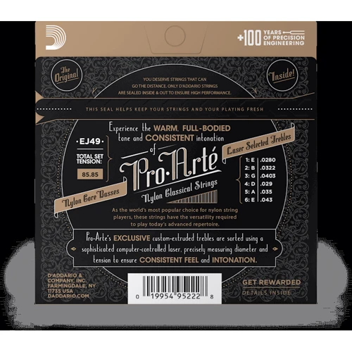 Струна для гітар Комплект струн D'addario EJ49 Pro-Arte Nylon Normal Tension: Призначення Для классической гитары