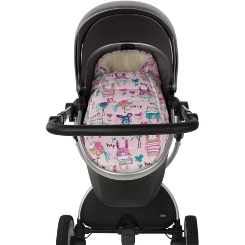Зимовий конверт-кокон на натуральній овчині з опушкою доречі Baby XS Малюнки на рожевому тлі фото 5