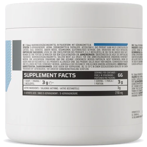 Бустер тестостерона OstroVit D.A.A 200 g / 66 servings / raspberries: Форма выпуска порошковые