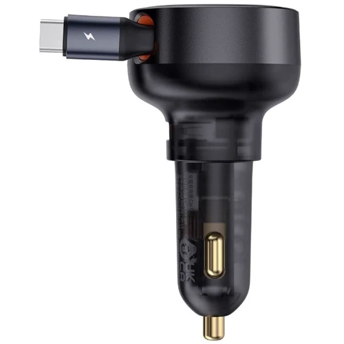 Зарядний пристрій Baseus Car Charger Enjoyment Pro U USB Retractable Cable USB-C 60W Black (C00057800111-00): Сила струму 2.4А и более