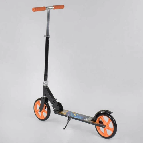 Самокат двоколісний Best Scooter з PU колесами і гумовими грипсами Black / Orange (87727): Тип гальма ножний