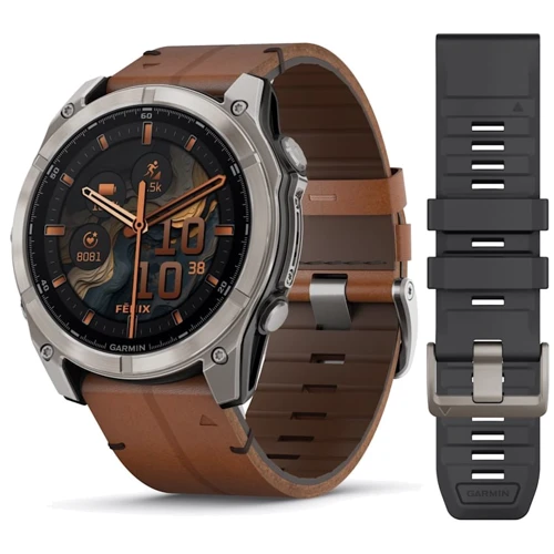 Смарт-часы Garmin Fenix 8 AMOLED 51mm Sapphire Carbon Grey DLC with Chestnut Leather Band (010-02905-40)