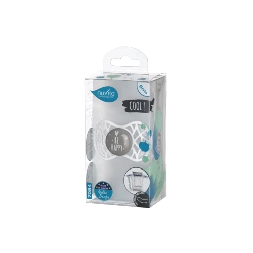 Пустышка Nuvita 7084 Air55 Cool Be Happy ортодонтическая 6m+ серая (NV7084PG): Материал силикон