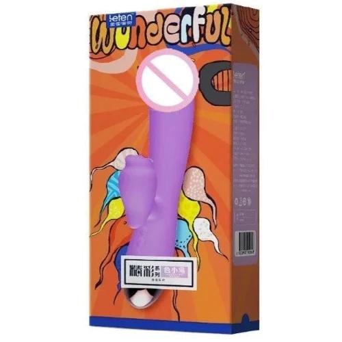 Вибратор-кролик с подогревом и шаловливым язычком для клитора Leten Wonderful Purple