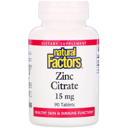 Natural Factors Zinc Citrate, 15 mg, 90 Tablets (NFS-01678)