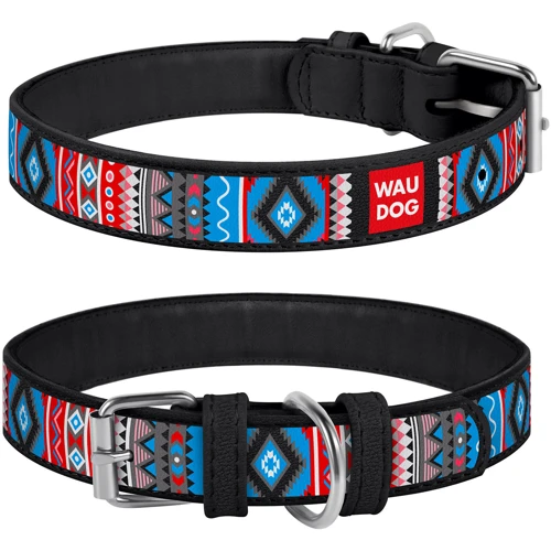Нашийник WAUDOG Design c малюнком "Етно" 12 мм 19-25 см чорний (37371)