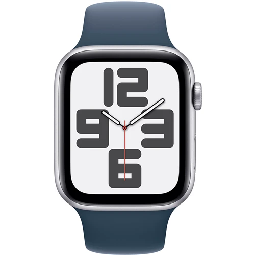 Apple Watch SE 2 2023 44mm GPS Silver Aluminum Case with Storm Blue Sport Band - M/L (MREE3) UA: Материал фторэластомер синего цвета