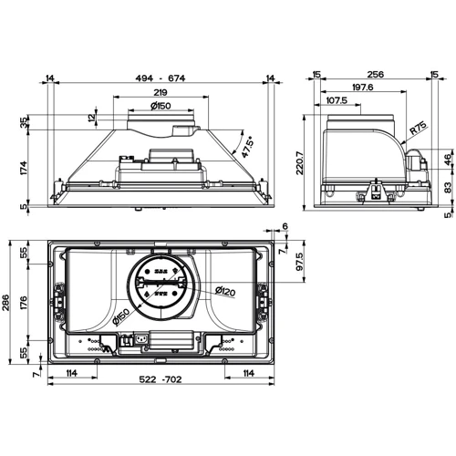 Витяжка Faber Inka Smart Hc X A70 (305.0599.308): Тип фільтра повітря Рециркуляція, Відведення