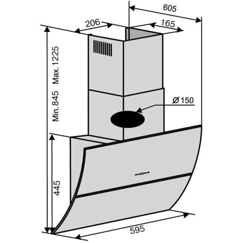 Вытяжка Ventolux SPACE 60 BK (1200) TRC AO: Рекомендуемая площадь помещения (при высоте 2,7 м), м² более 28.5