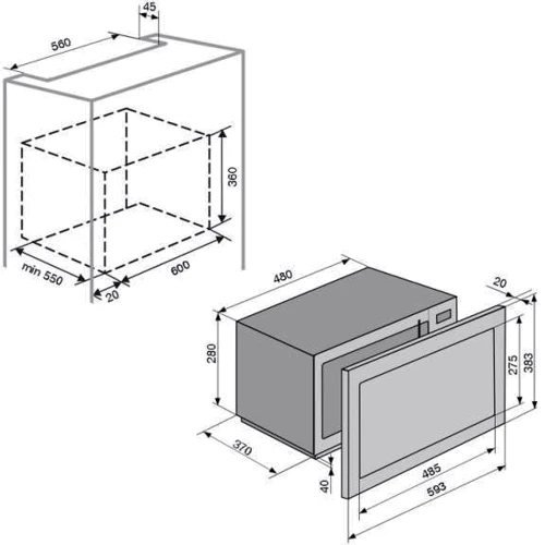 Встраиваемая микроволновая печь Ventolux MWBI 23 G BG: Вес 14.9 кг