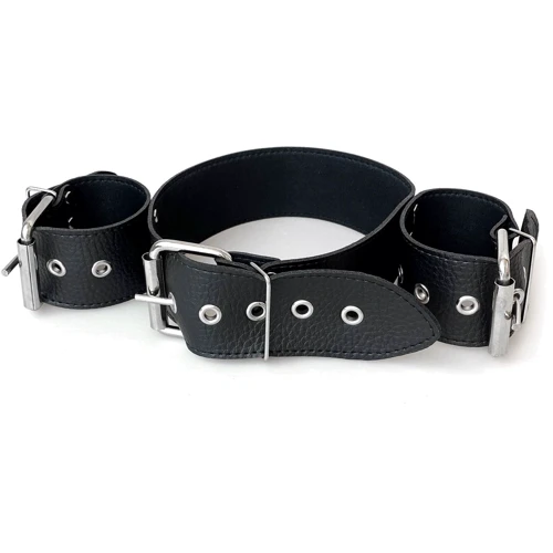 Ошейник с наручниками из натуральной кожи Art of Sex - Bondage Collar with Handcuffs