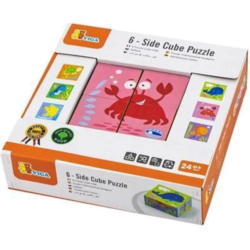 Дерев'яні кубики-пазл Viga Toys Підводний світ (50161): Тип кубики