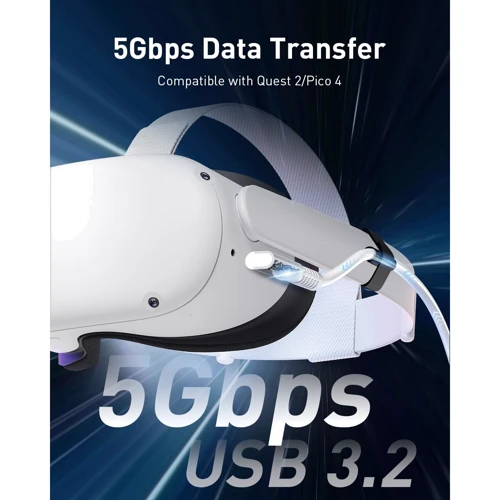 Кабель PRISMXR Link USB 3.2 Type C to Type C Compatible 5m (16FT) Black with Oculus Quest 2/Quest 3/Meta Quest Pro/Pico 4: Тип гаджета кабель