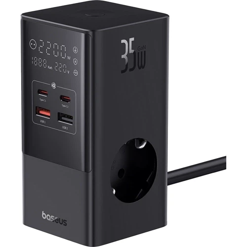 Зарядний пристрій Baseus Wall Charger AC+2xUSB+2xUSB-C GaN PowerCombo Power Strip 35W Black (E00023606113-00): Сила струму 2А